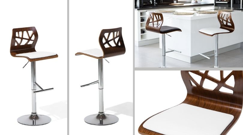 krzesło barowe nowoczesne regulowana wysokość chromowa noga drewniane HOKER PETERSBURG marki Belani styl nowoczesny 